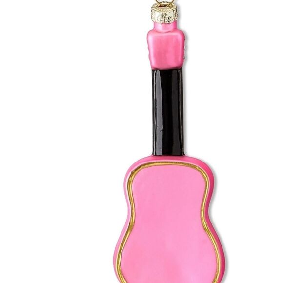 Dolly Parton Pink Guitar Glass Christmas Ornament - Picture 5 of 8